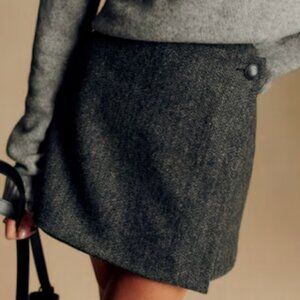 Sezane Laure Skirt Grey Herringbone - Size 6